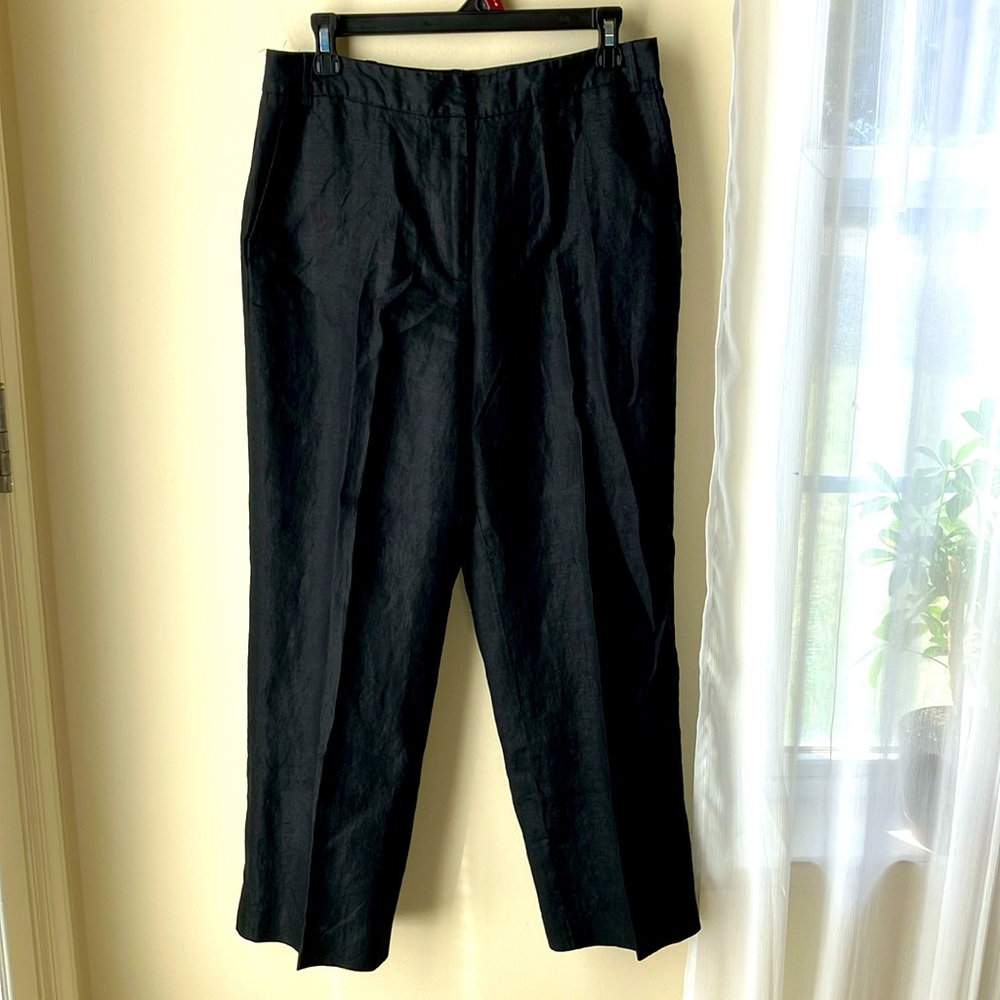 Casual Corner black linen straight leg pants